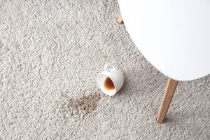 Photo of a coffee mug carpet spill