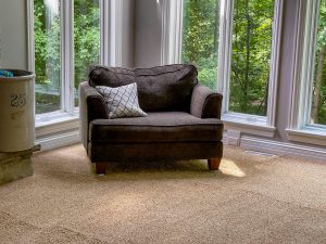 Photo of a residential carpet floor after hot steam cleaning service
